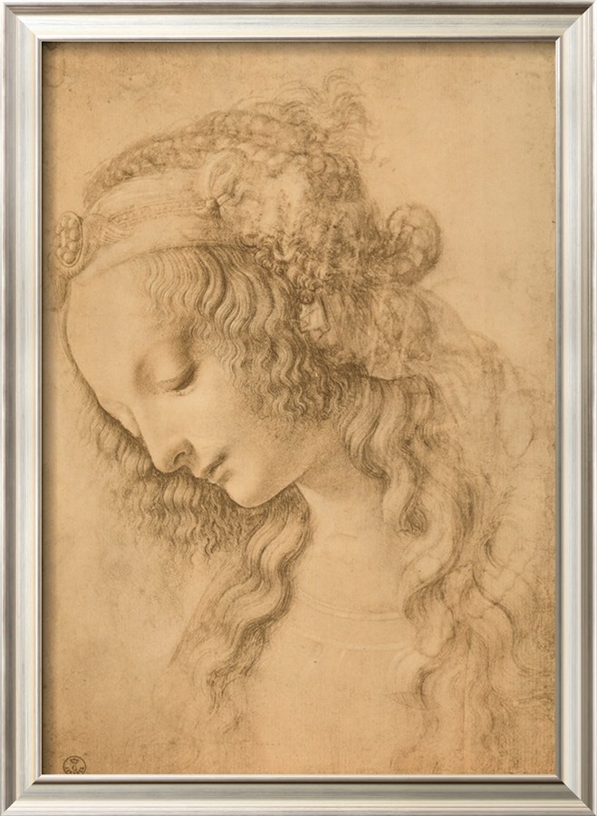 Study for the Face of the Virgin Mary of the Annunciation Now in the Louvre - Leonardo Da Vinci Painting